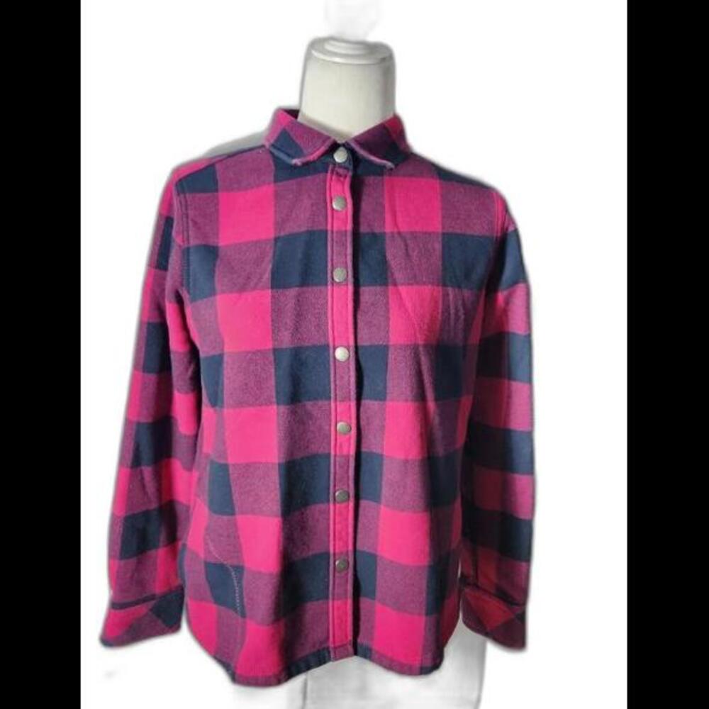 (Gb18) Orvis  Plaid Fleece Lined Womens Snap Closure Jacket Size M
